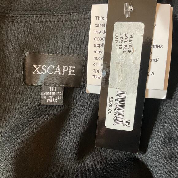 XSCAPE Sleeveless Thigh Slit Long Column Evening Gown Black Size 10 Formal Dress - Picture 10 of 12